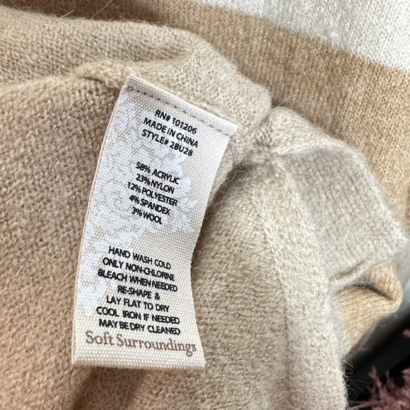 SOFT SURROUNDINGS Quadro Colorblock Turtleneck Sweater Tan Cream {GG49} - Picture 5 of 5